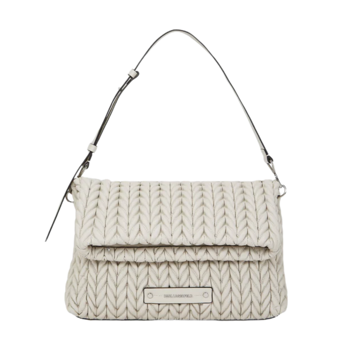 KarlLagerfeld Kweave Large Shoulder Bag Cement