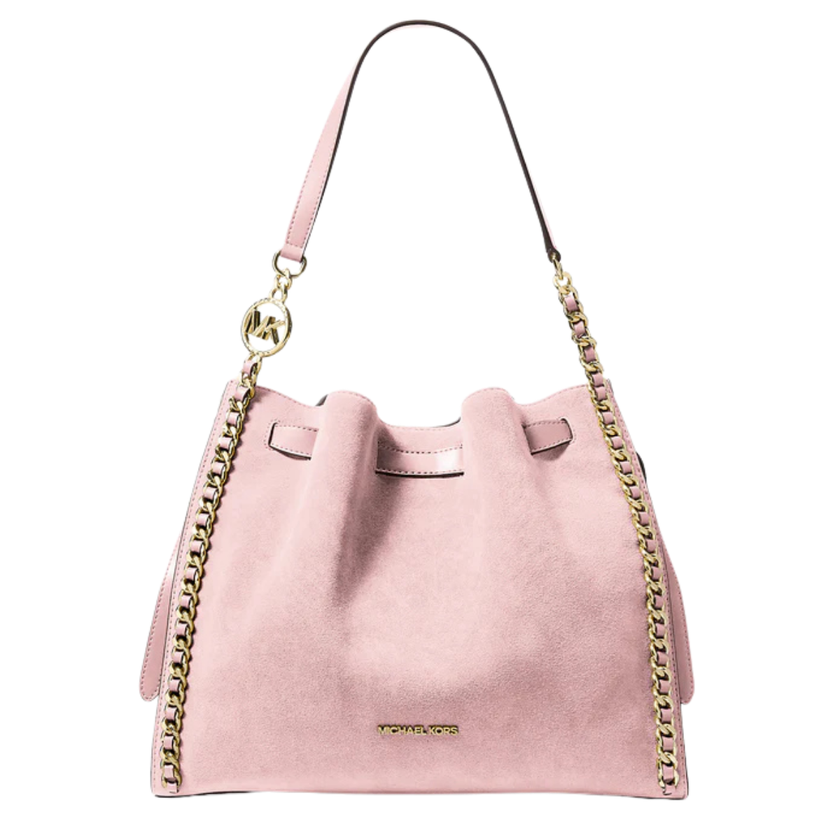 Michael Kors Mina Large Suede Chain Shoulder Bag Powder Blush
