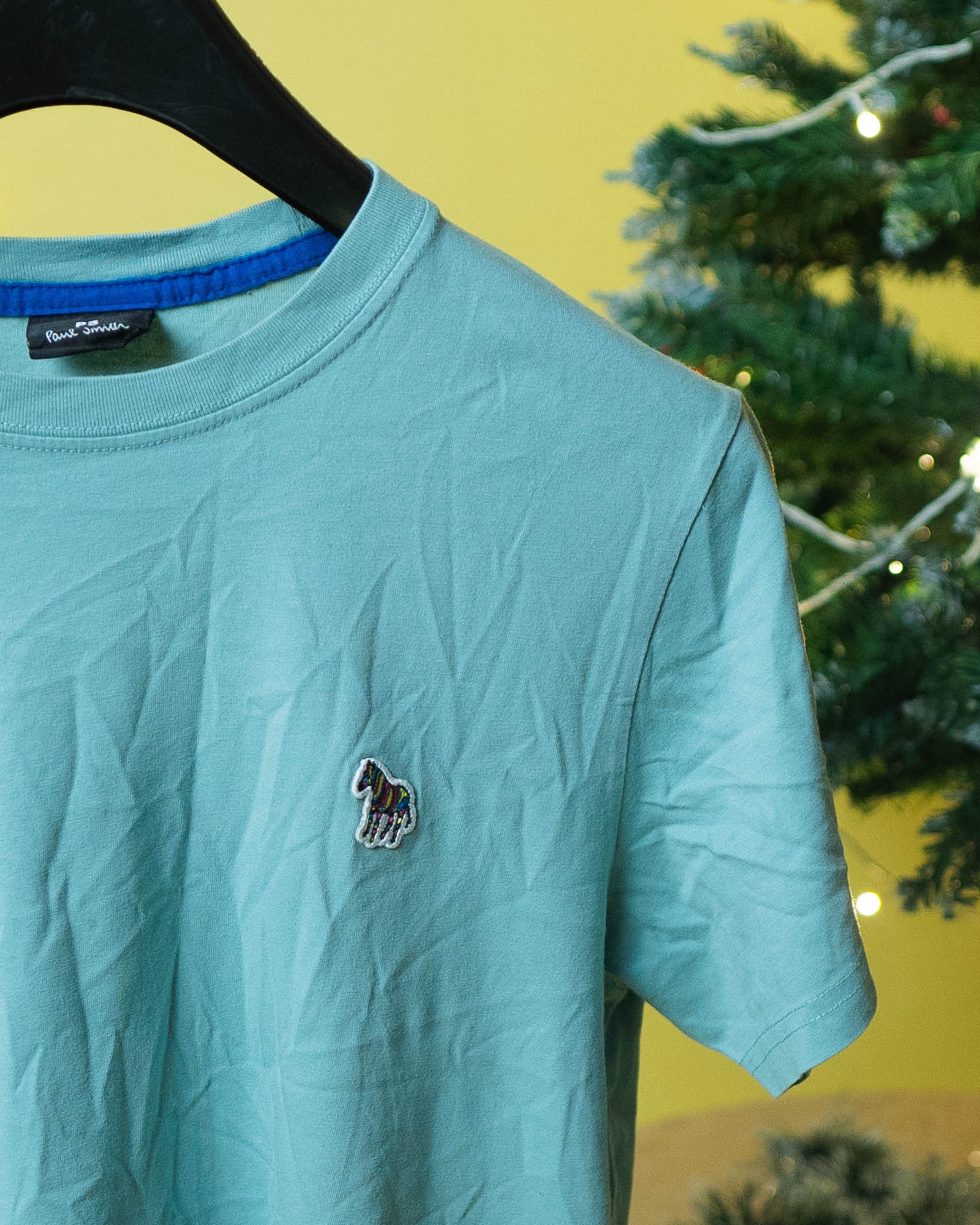 Paul Smith Pale Teal Zebra Logo Cotton Women's T-Shirt (M)