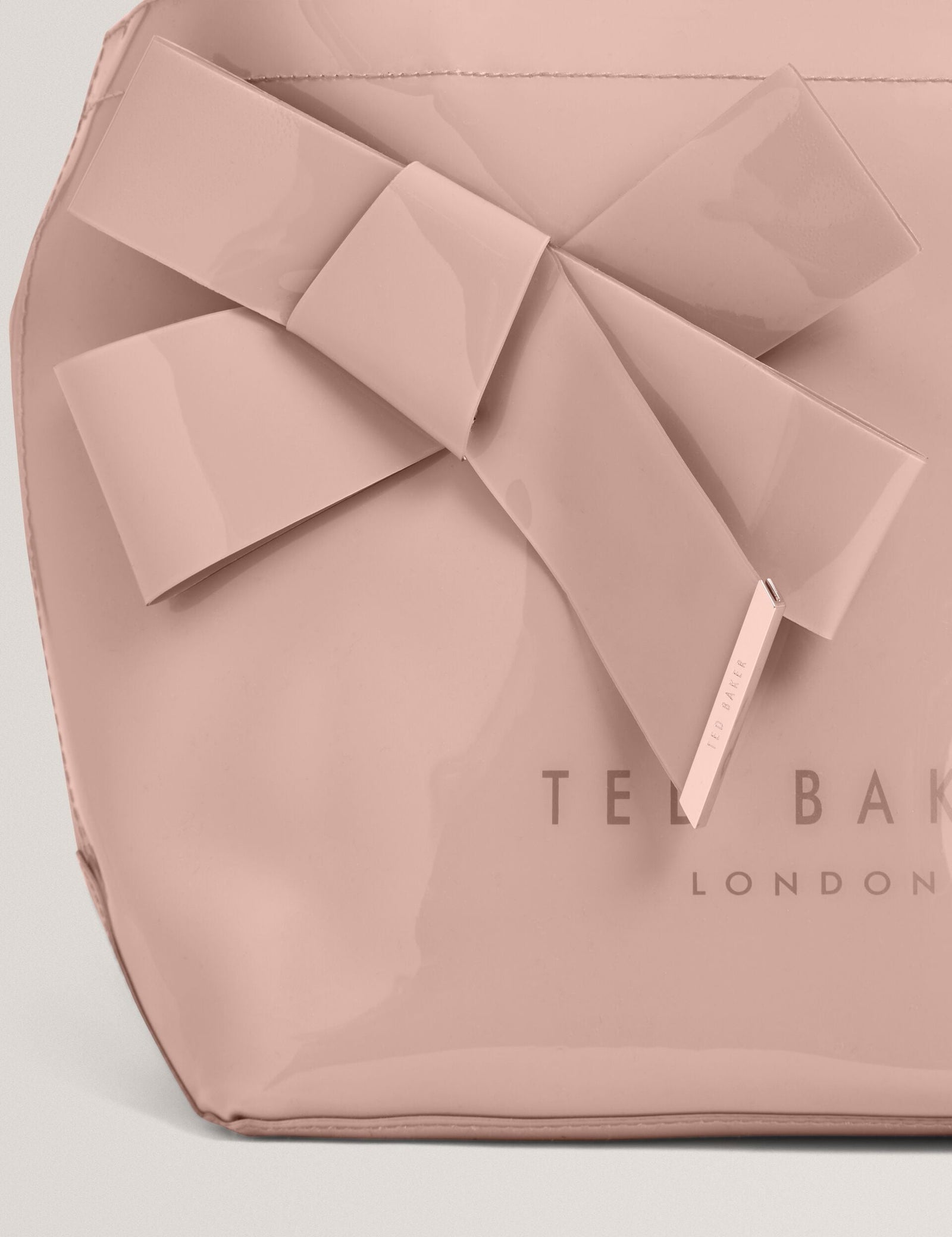 Ted Baker Nikicon Black Small Knot Bow Vinyl Icon Tote Bag Pale Pink Women's
