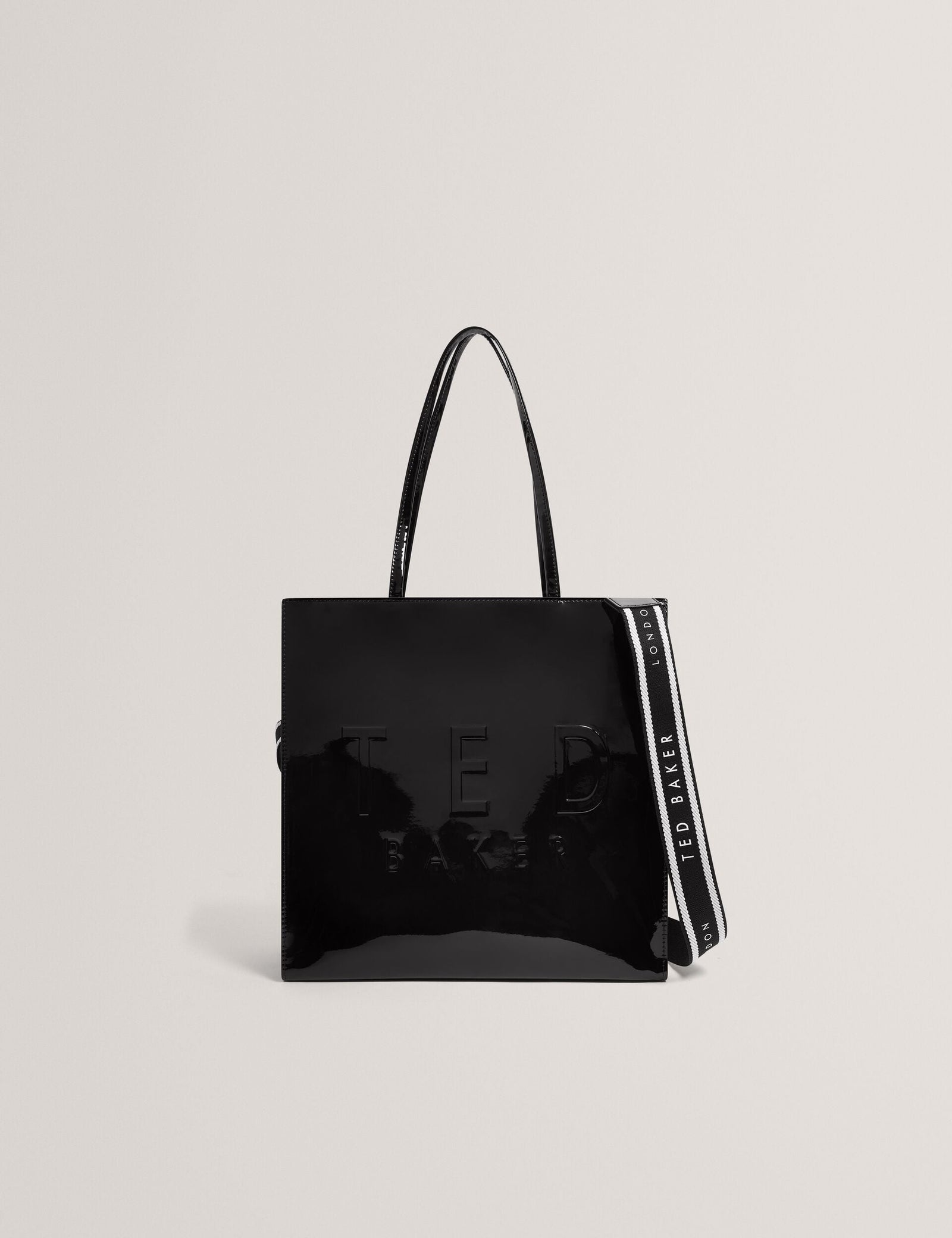 Ted Baker Iconny Patent Webbing Strap Large Icon Tote Bag Black Women's