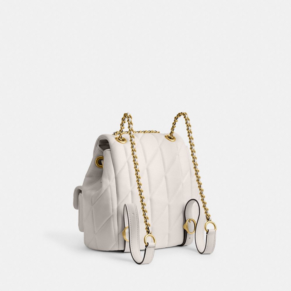 Coach Tabby Backpack With Pillow Quilting Brass Chalk