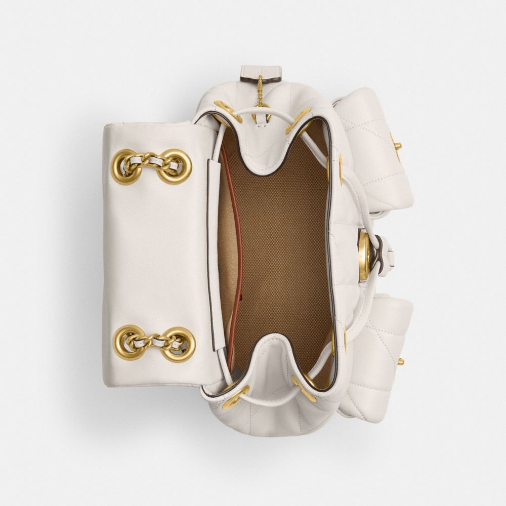 Coach Tabby Backpack With Pillow Quilting Brass Chalk