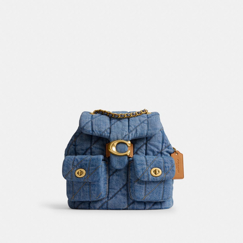 Coach Tabby Backpack With Quilting Brass Indigo