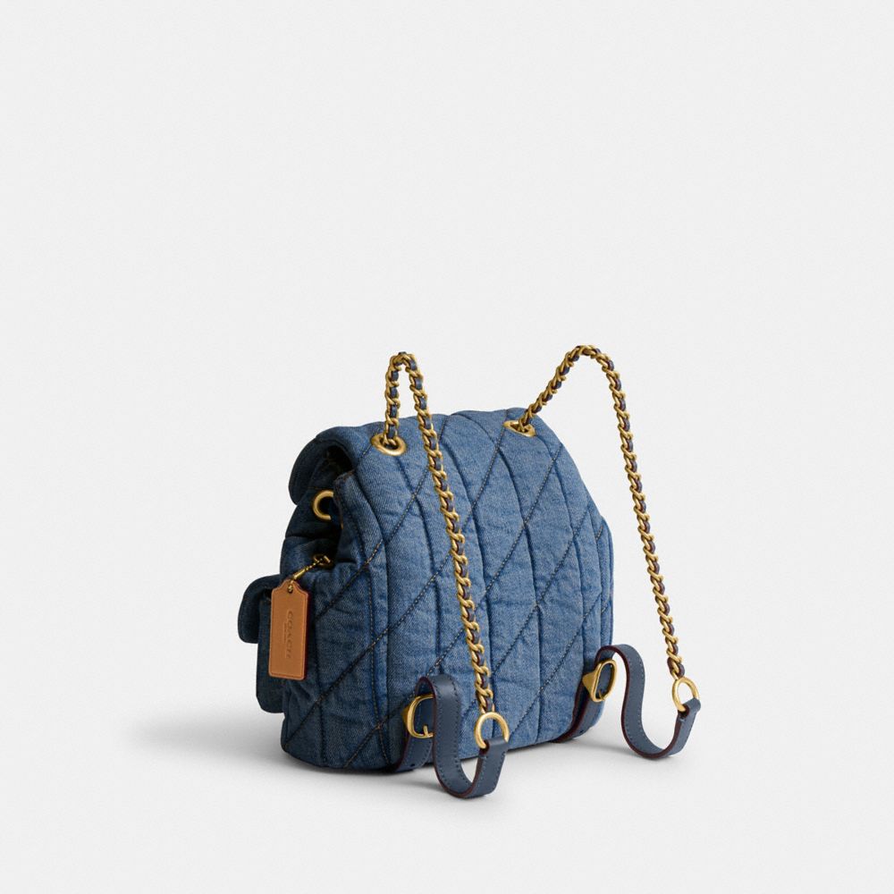 Coach Tabby Backpack With Quilting Brass Indigo