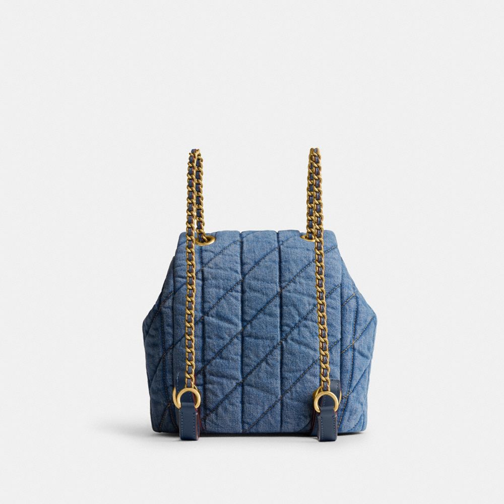 Coach Tabby Backpack With Quilting Brass Indigo
