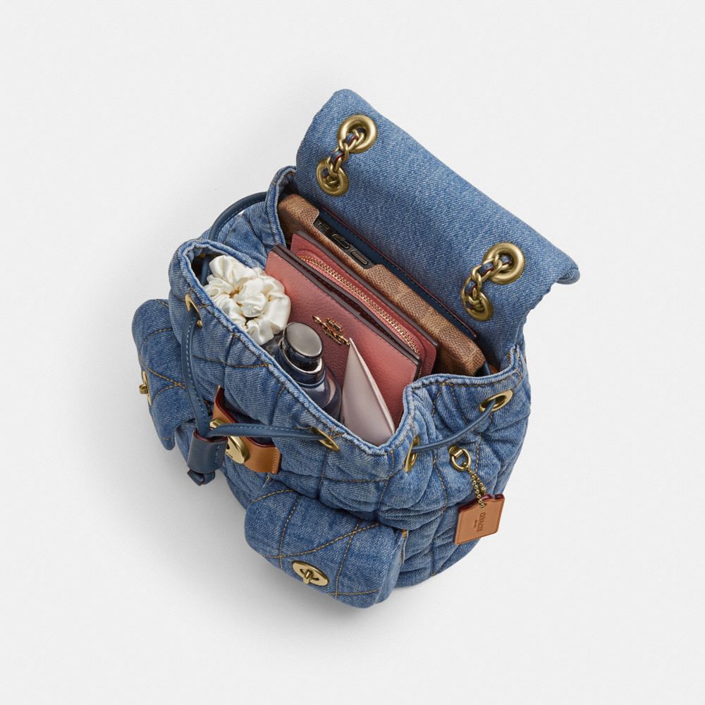 Coach Tabby Backpack With Quilting Brass Indigo