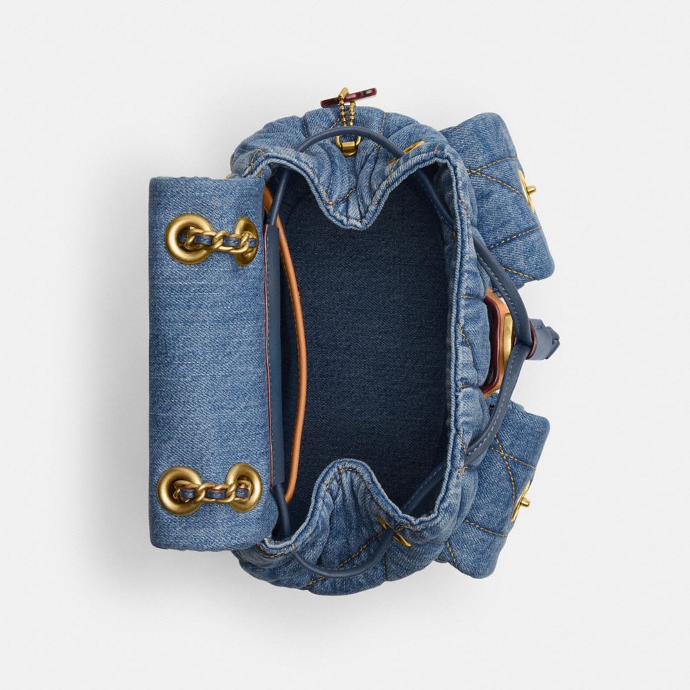Coach Tabby Backpack With Quilting Brass Indigo