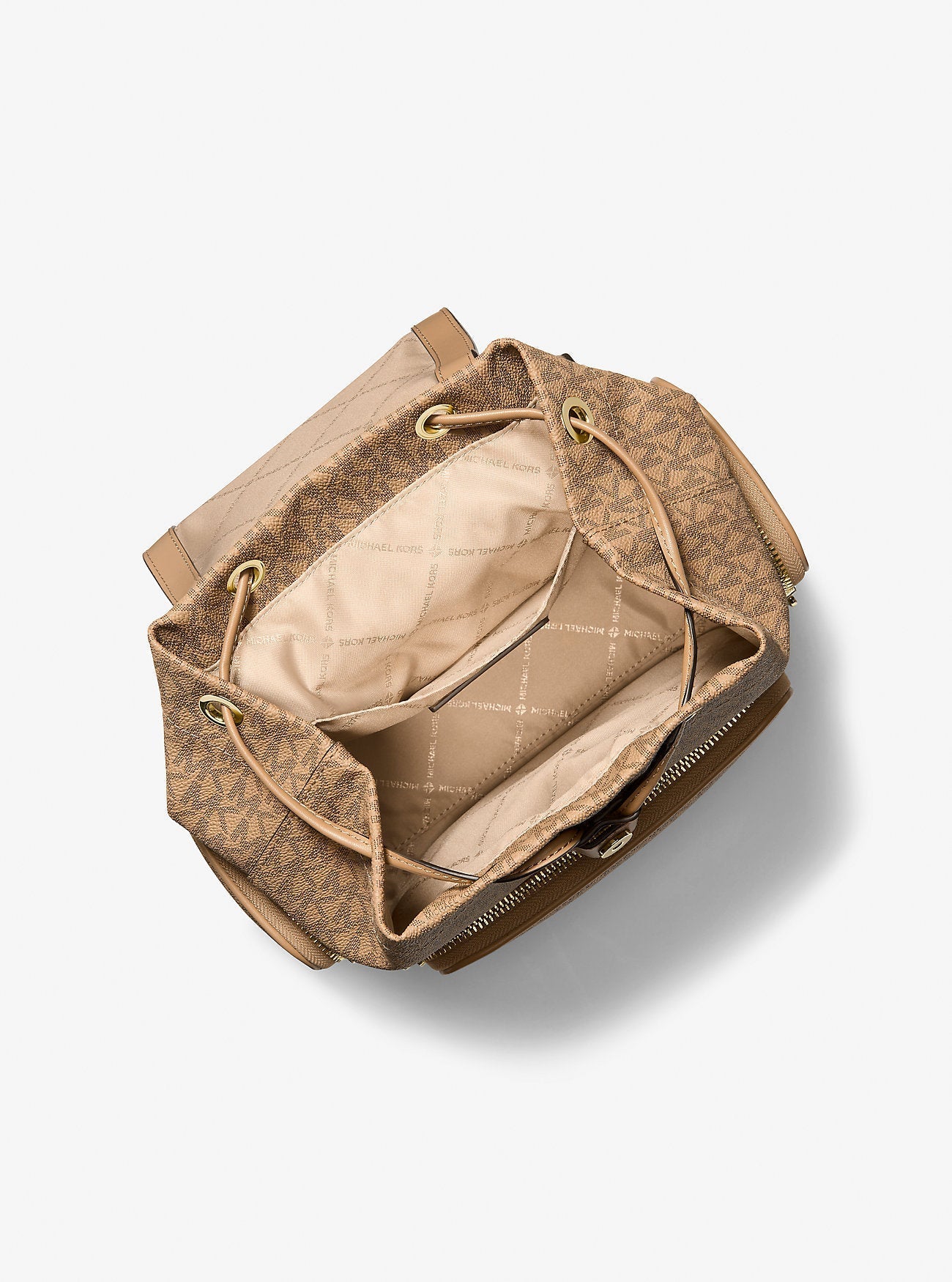 Michael Kors Merritt Small Signature Logo Cargo Backpack Camel