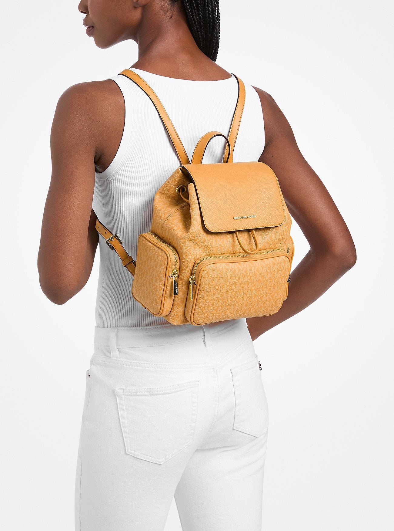 Michael Kors Merritt Small Signature Logo Cargo Backpack Radiant Orange