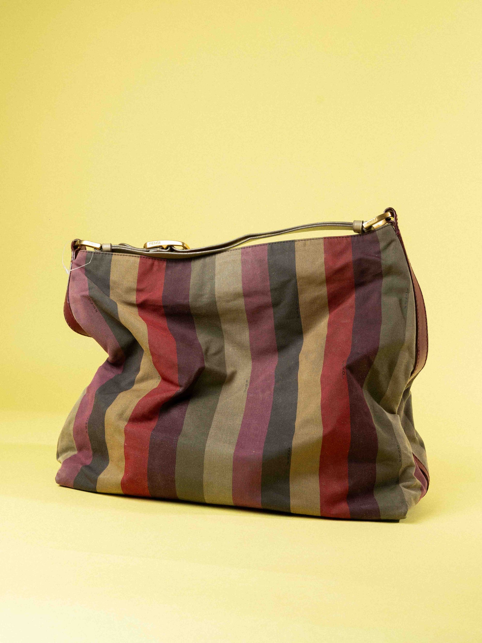 Fendi Multicolor Fabric and Leather Large Pequin Striped Hobo (One Size)
