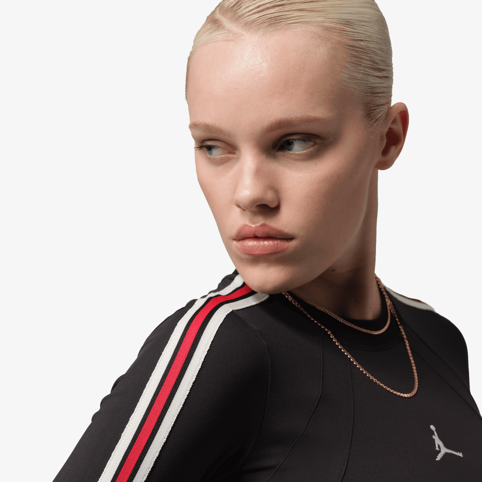 NIKE BROOKLYN LONG-SLEEVE DRESS { BLACK/ GYM RED/ SAIL
