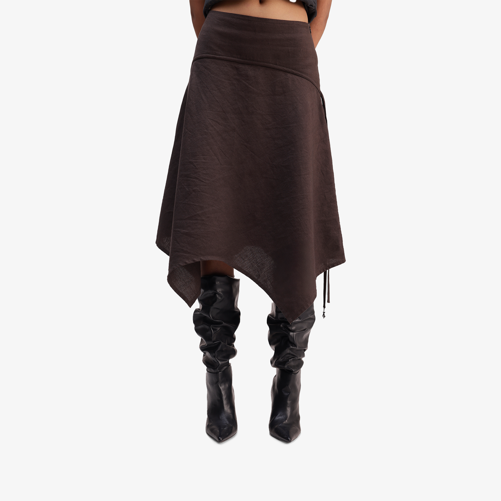 ALMOST GODS PANEL SKIRT { BROWN