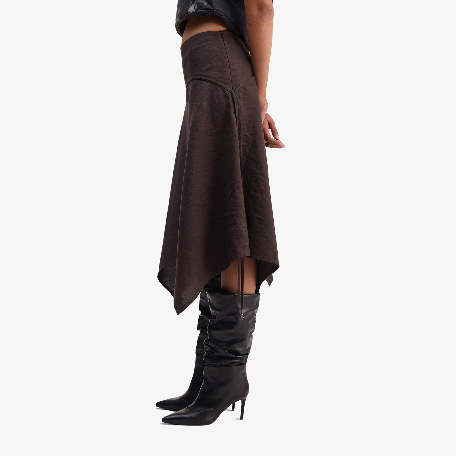 ALMOST GODS PANEL SKIRT { BROWN