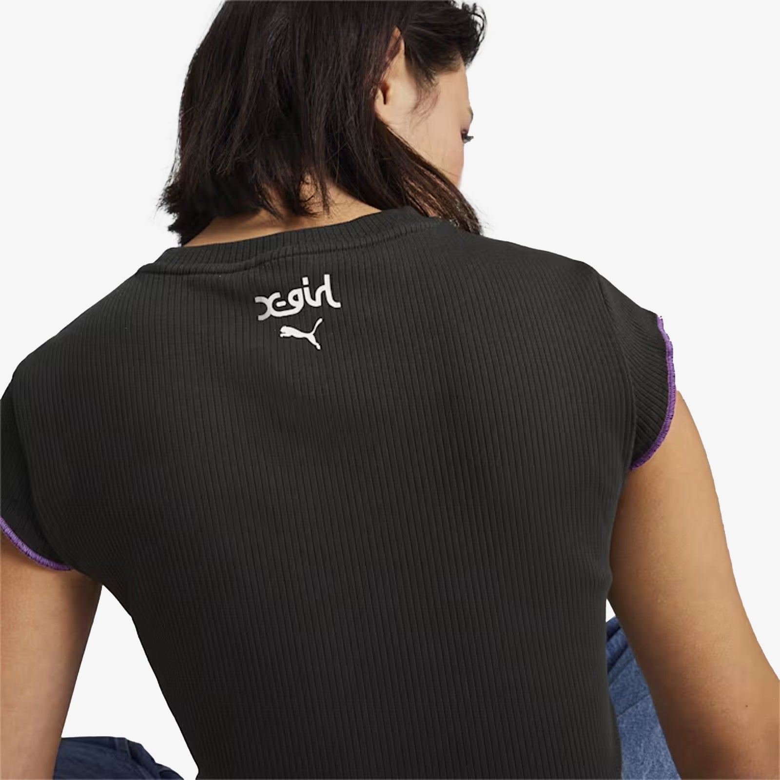 Puma x X-GIRL RIBBED SLIM FIT TEE { BLACK