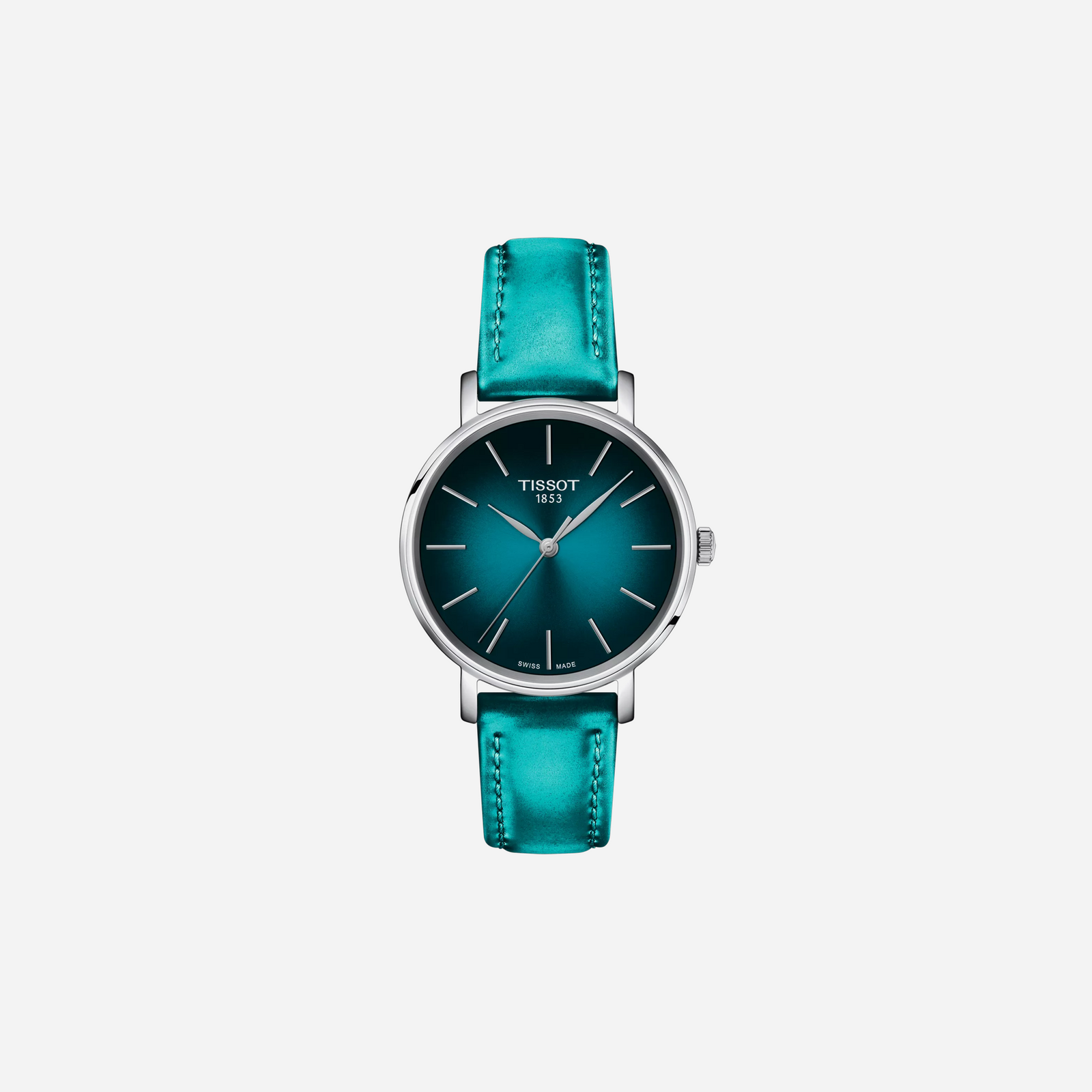 Tissot Everytime Lady Stick / Dot Dial Turquoise Synthetic Strap Watch WMNS