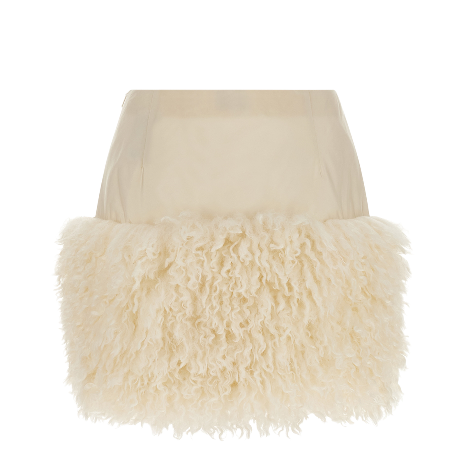 Teddy-Trimmed Mini Skirt White