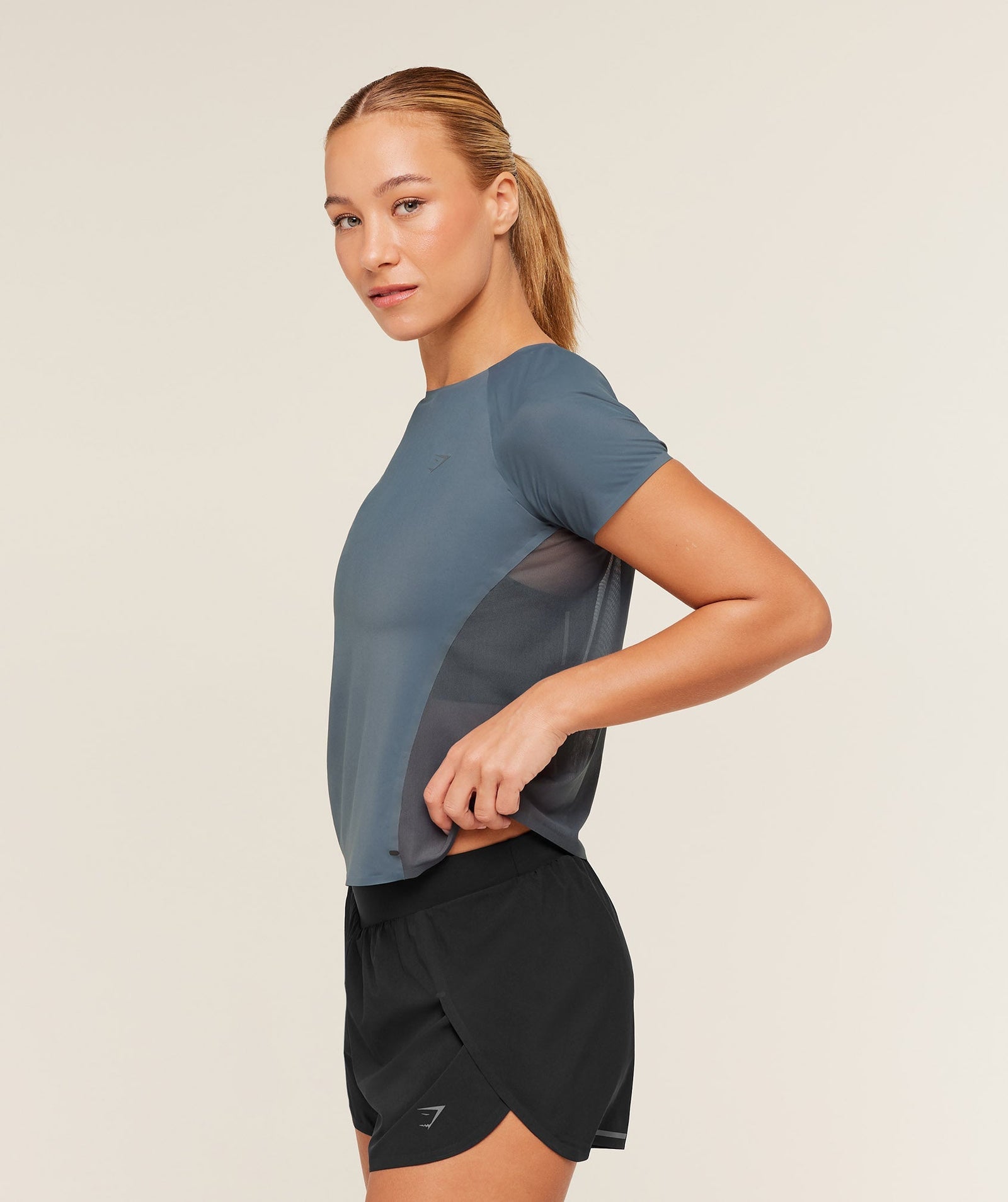 Women's Gymshark Running Elite T-Shirt Titanium Blue
