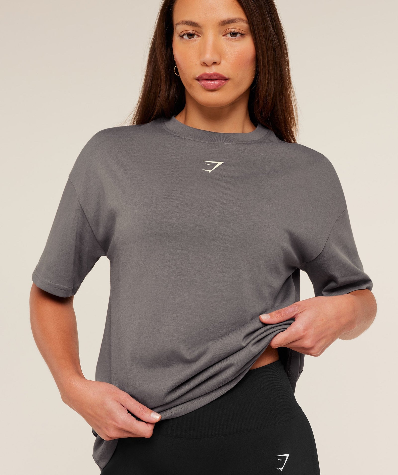 Women's Gymshark Power Oversized T-Shirt Cool Brown