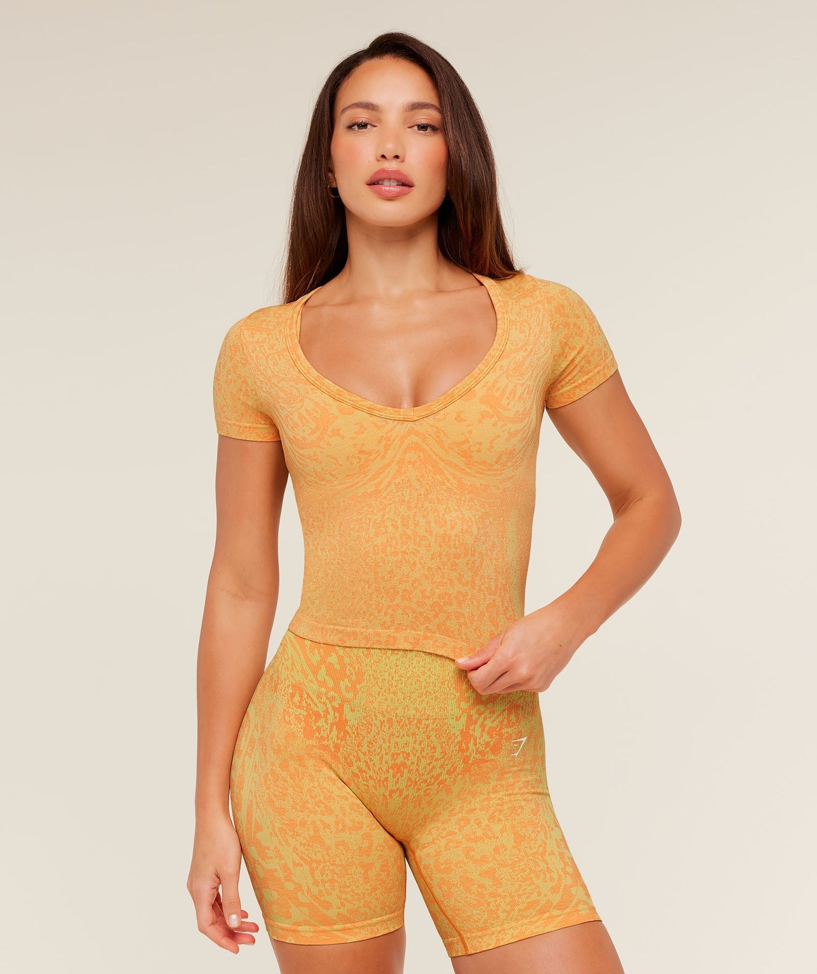 Women's Gymshark Adapt Animal X Whitney Short Sleeve Top Sorbet Yellow