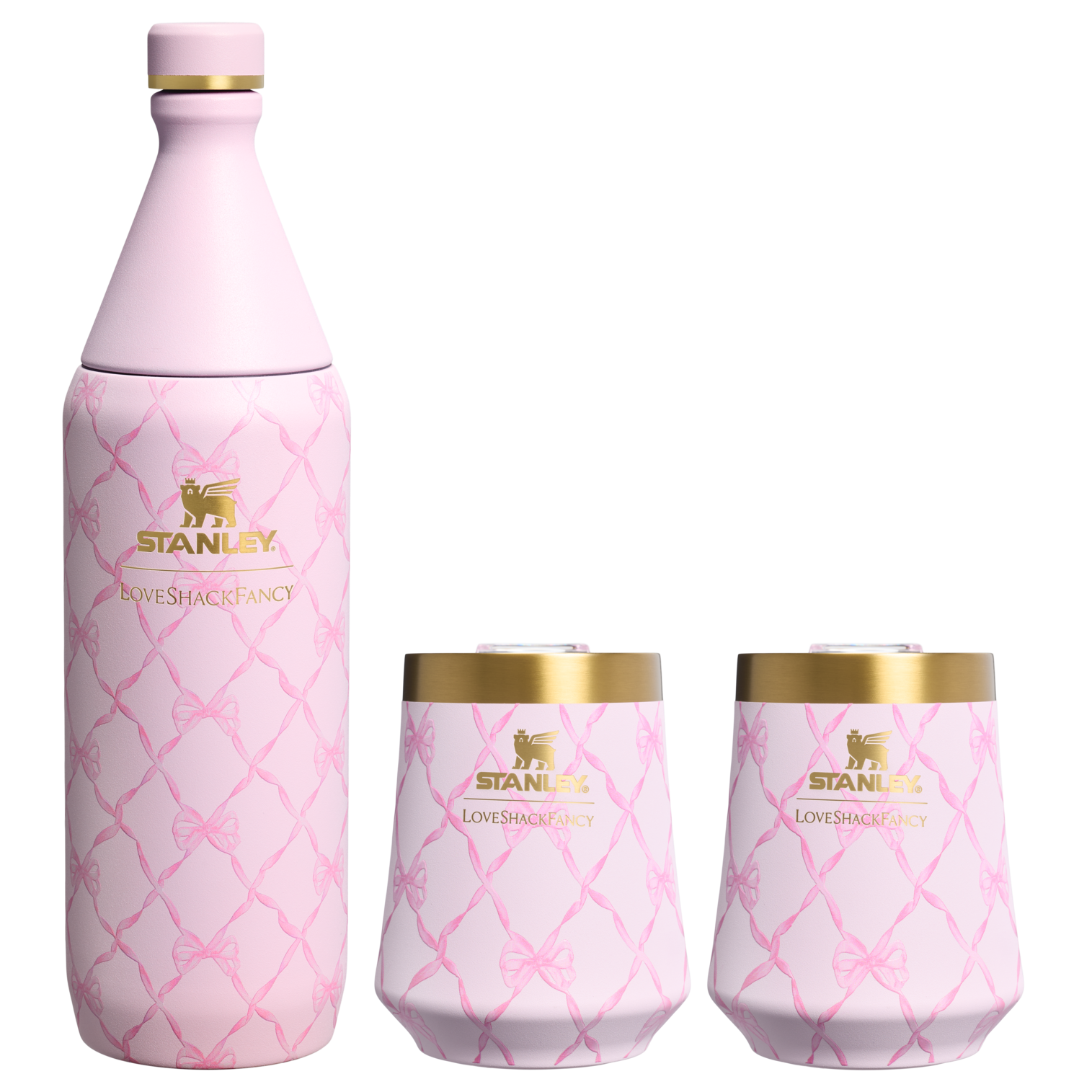 Stanley Stanley 1913 x LoveShackFancy Holiday Reserve All Day Wine Set Baby Bow Pink Peppermint