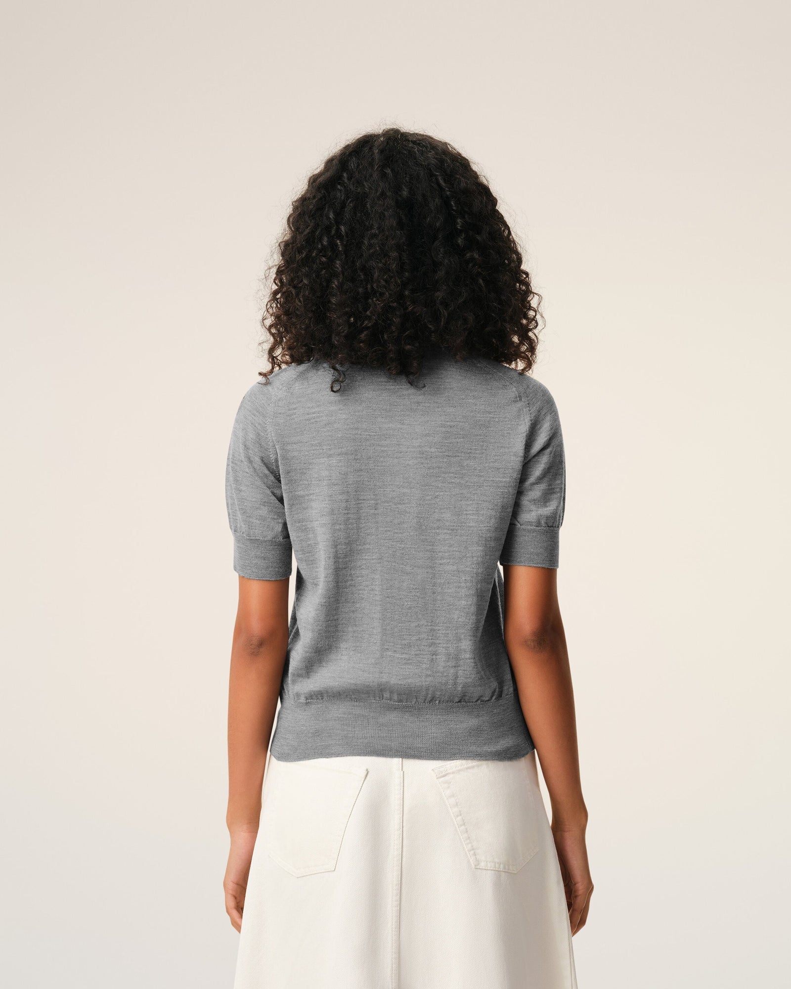 Grey Wool Short Sleeves Ami De Coeur Cardigan Women's