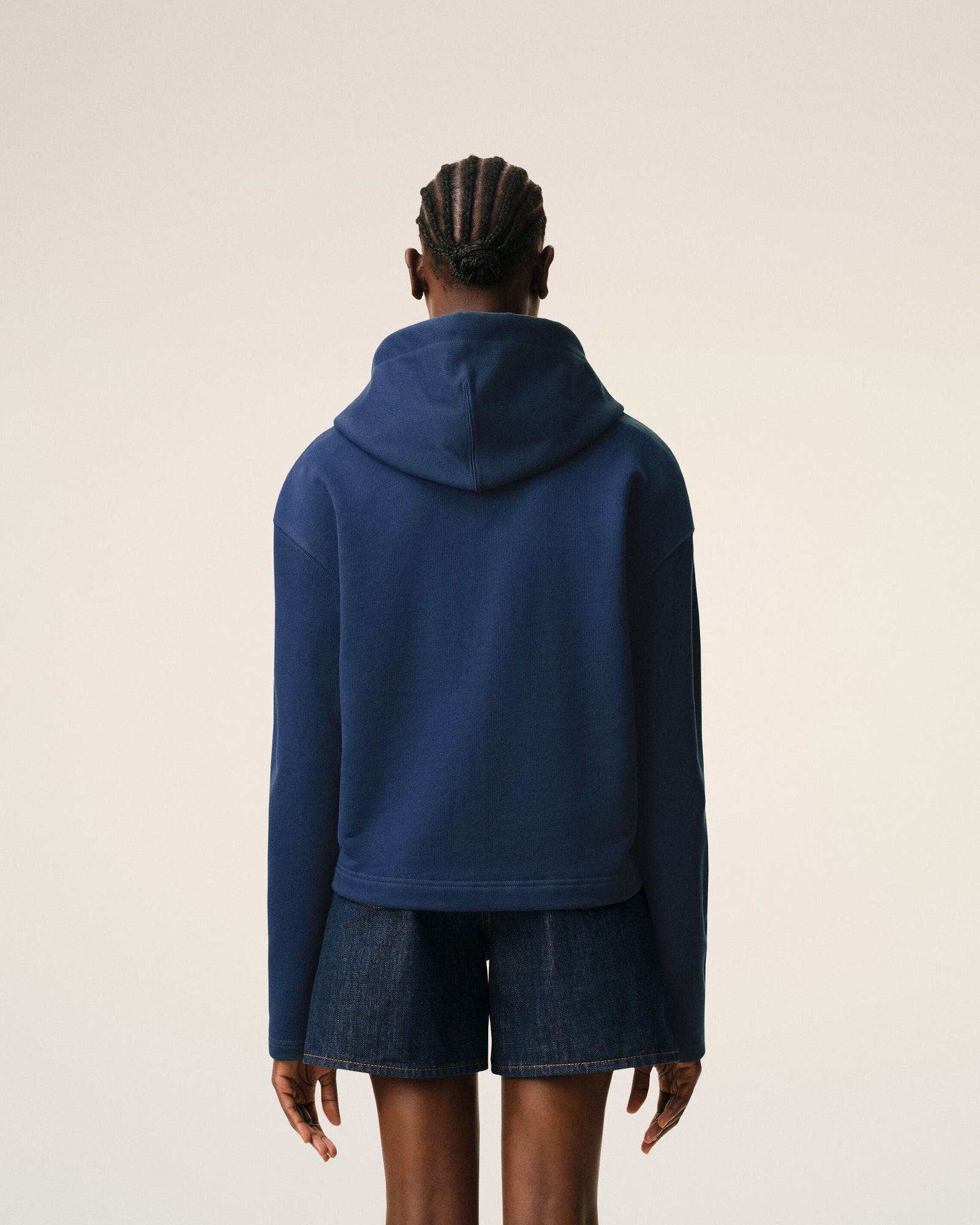 Blue Cotton Ami De Coeur Zipped Hoodie Women's