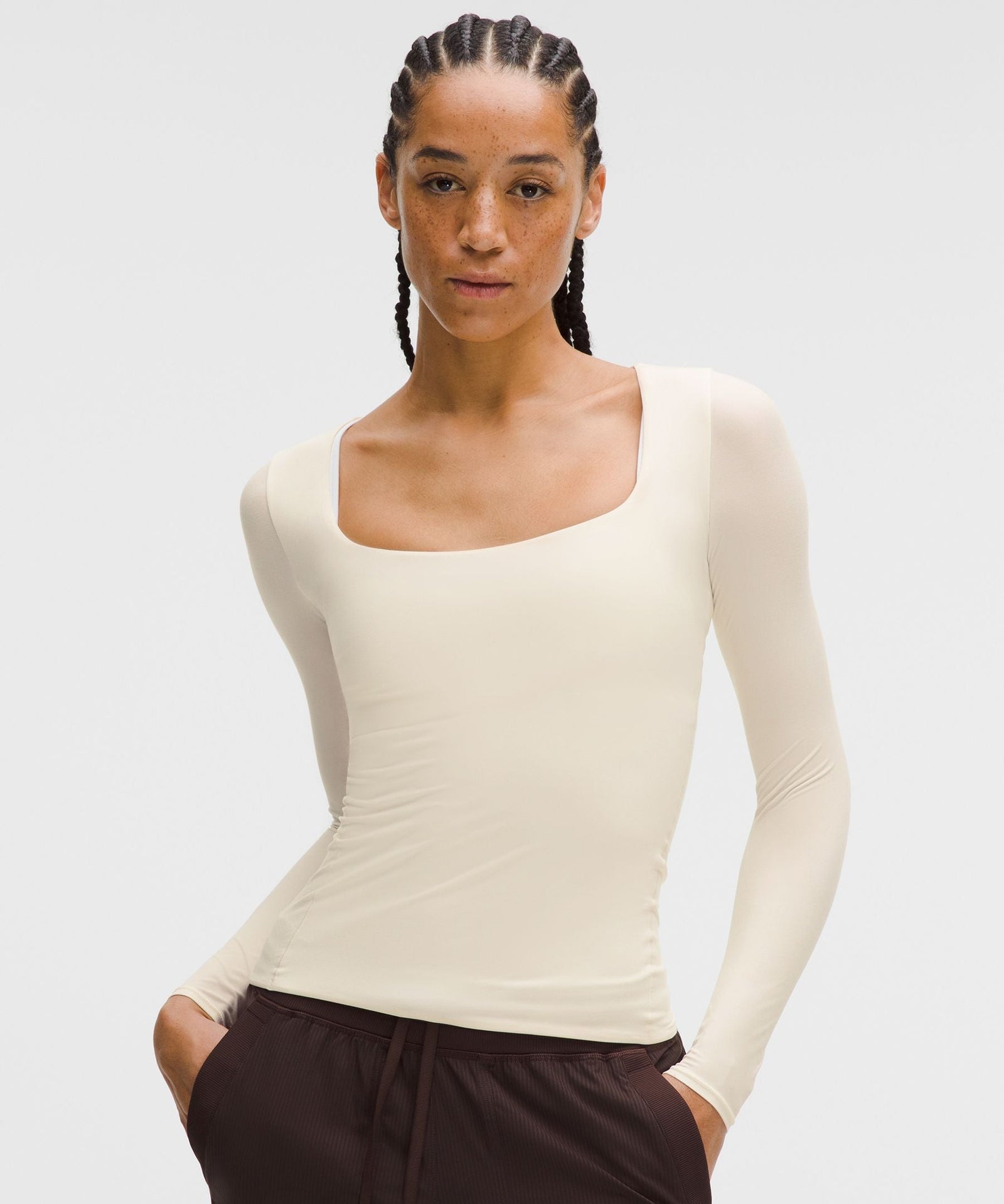 Lululemon Women's Wundermost Ultra-Soft Nulu Square-Neck Long-Sleeve Shirt