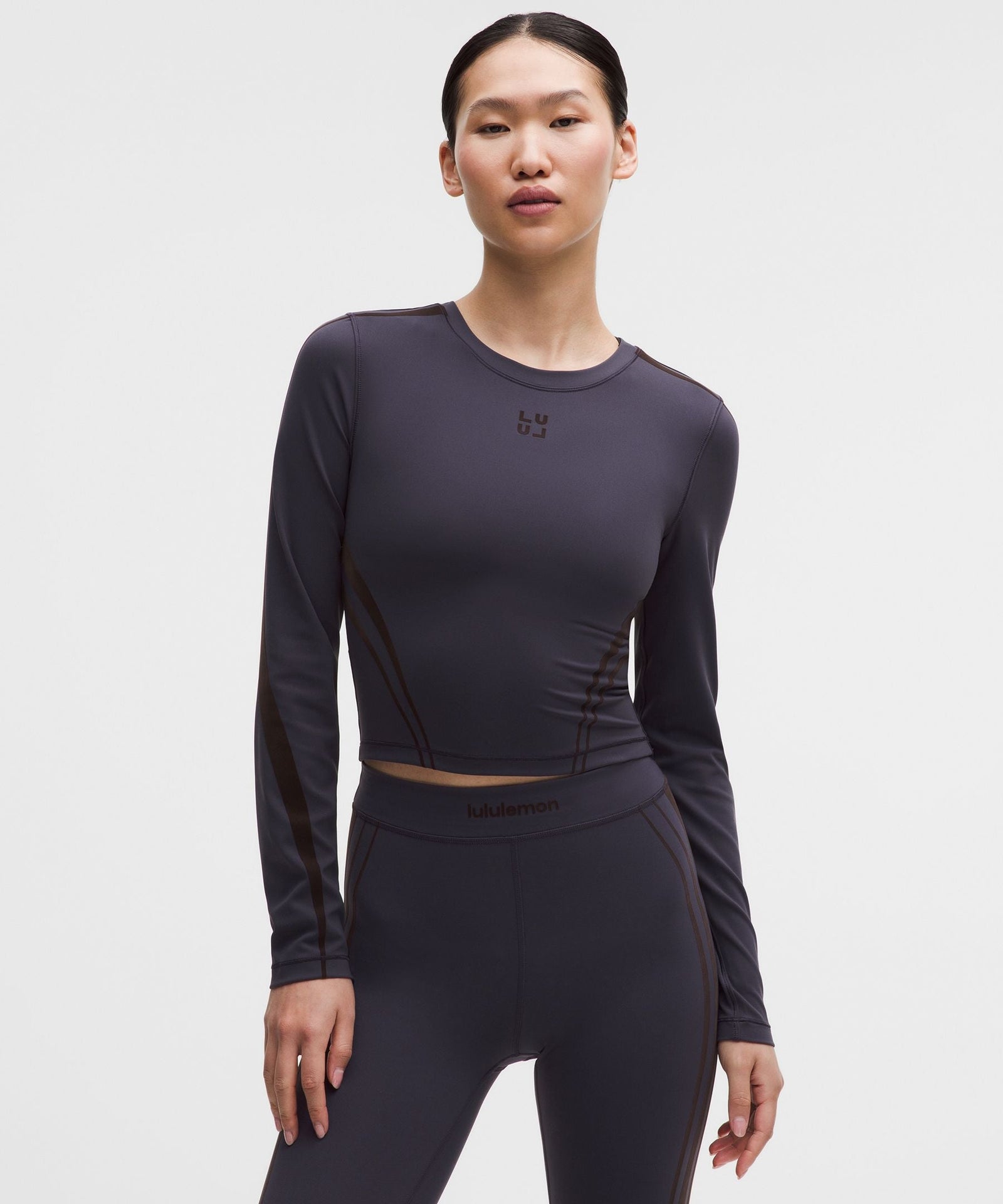 Lululemon Women's Wunder Train Cropped Long-Sleeve Shirt *Flocked