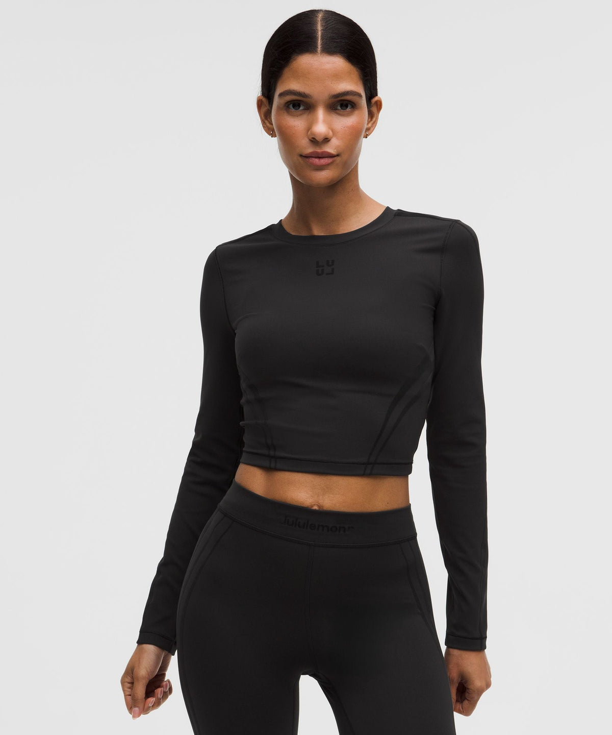 Lululemon Women's Wunder Train Cropped Long-Sleeve Shirt *Flocked