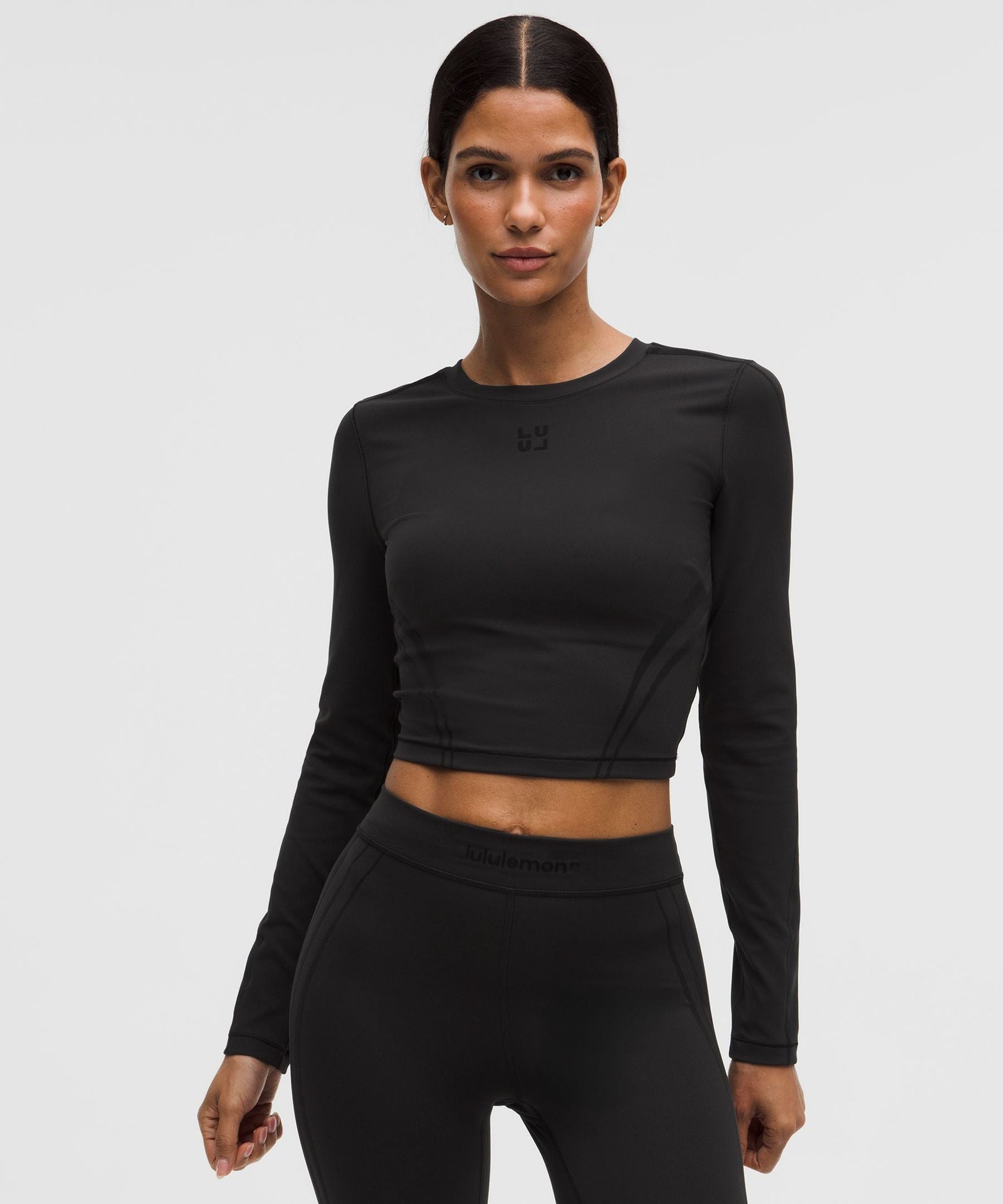 Lululemon Women's Wunder Train Cropped Long-Sleeve Shirt *Flocked