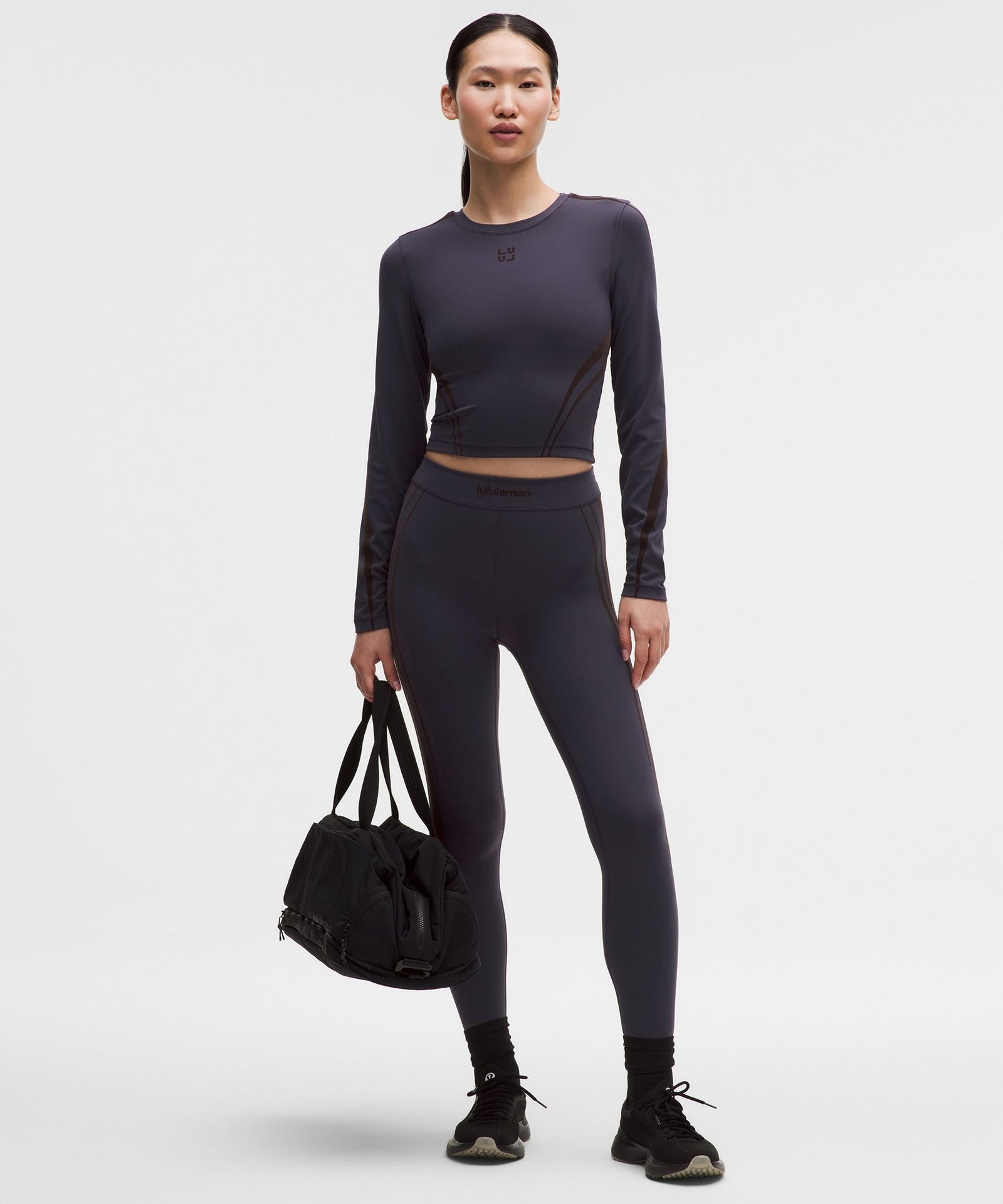 Lululemon Women's Wunder Train Cropped Long-Sleeve Shirt *Flocked