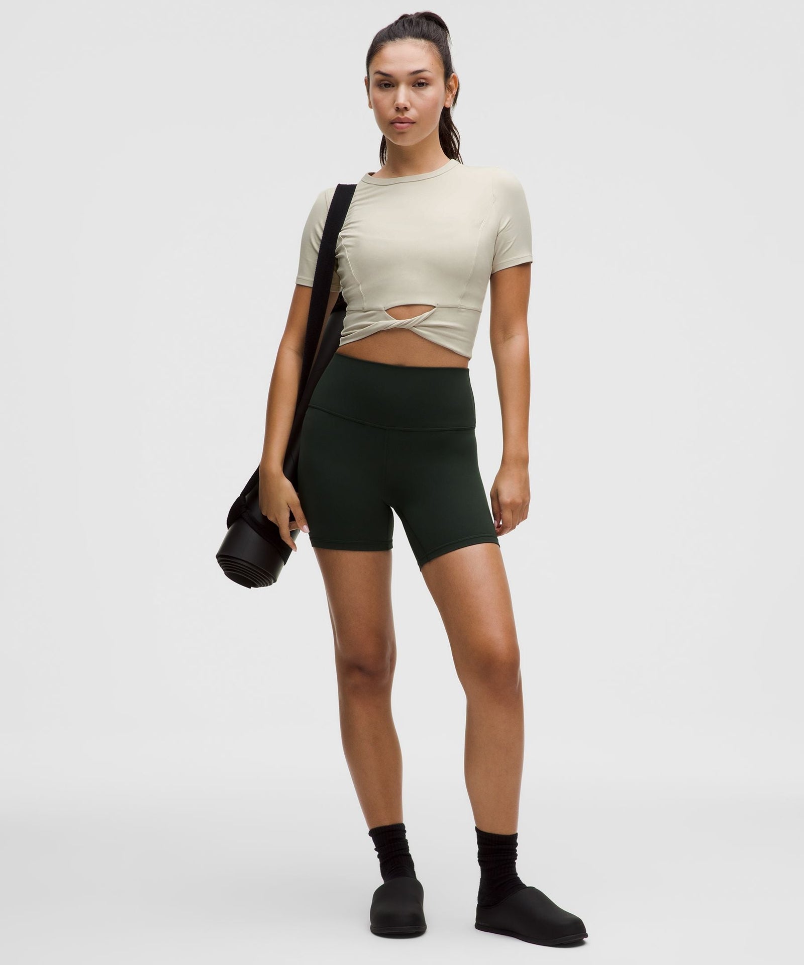 Lululemon Women's Cropped Nulu Twist-Hem Short-Sleeve Shirt