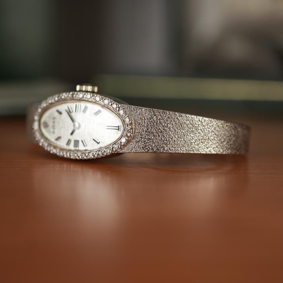 Rolex Unique Rolex Ladies Cocktail Watch Solid 14k White Gold Factory Diamond Oval Dial Mint Condition like new