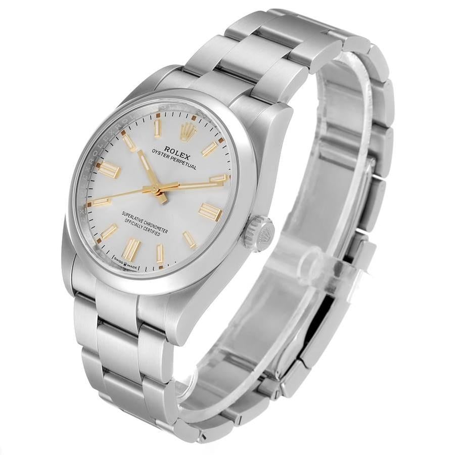 Rolex Oyster Perpetual Silver Dial Gold Accent 36mm Stainless Steel Women's Watch 126000-0001 Full Complete Set