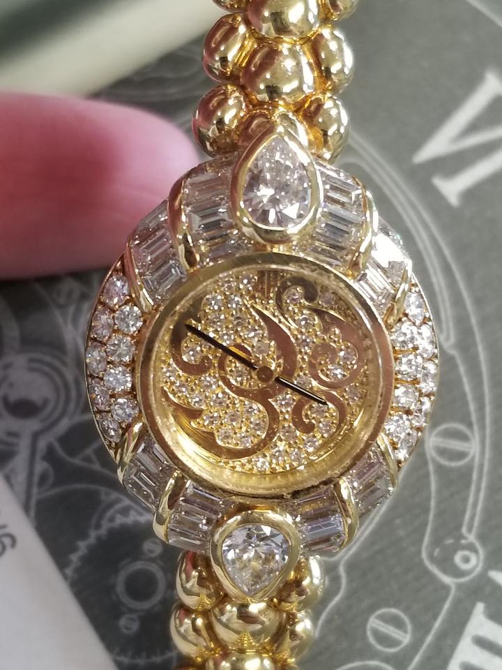 Audemars Piguet Ladies Gold Set With Diamond Baguette Watch Diamond Dial