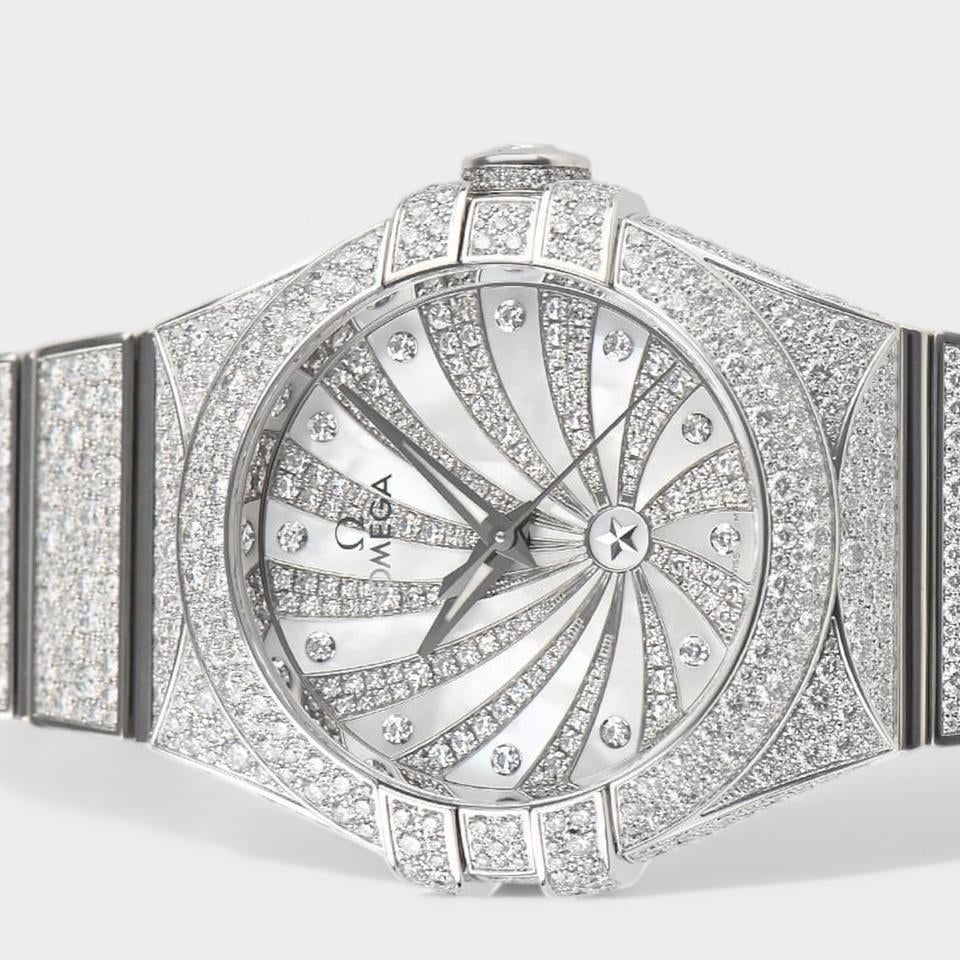 Omega Constellation Ladies Chronometer Diamonds / White Gold / 31 Box&Papers 123.55.31.20.55.007