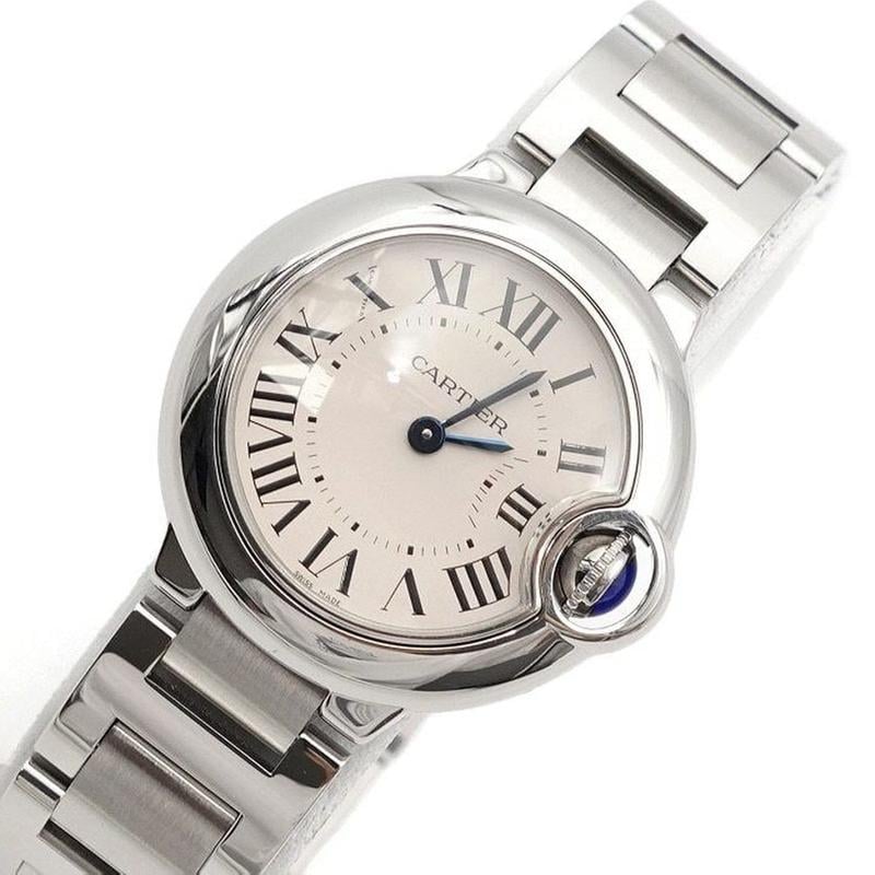 Cartier Ballon Bleu 28mm Small 28 MM Steel Band Quartz Women's Watch W69018 Z4