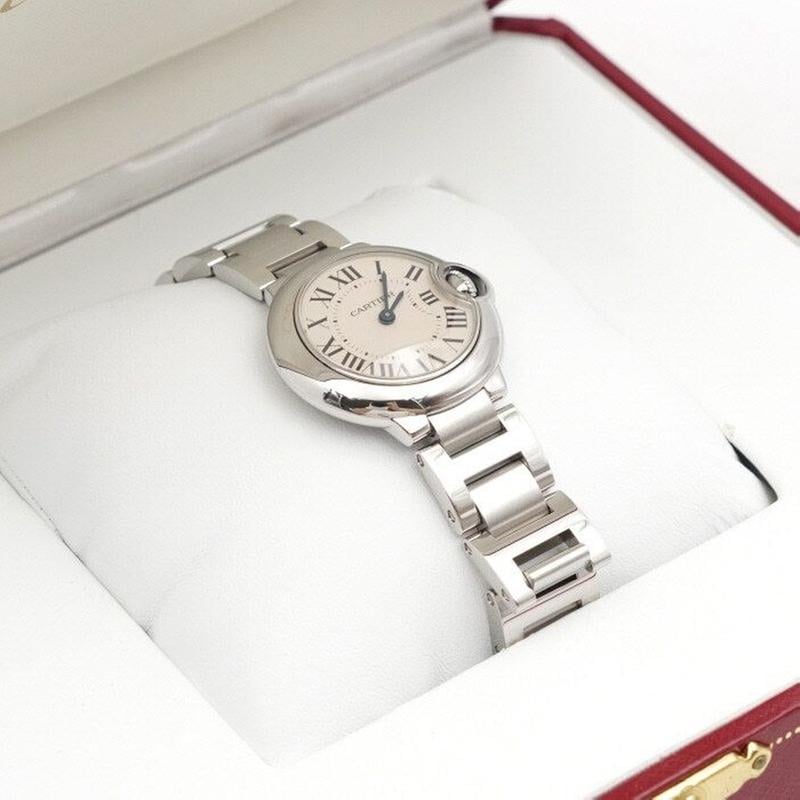 Cartier Ballon Bleu 28mm Small 28 MM Steel Band Quartz Women's Watch W69018 Z4