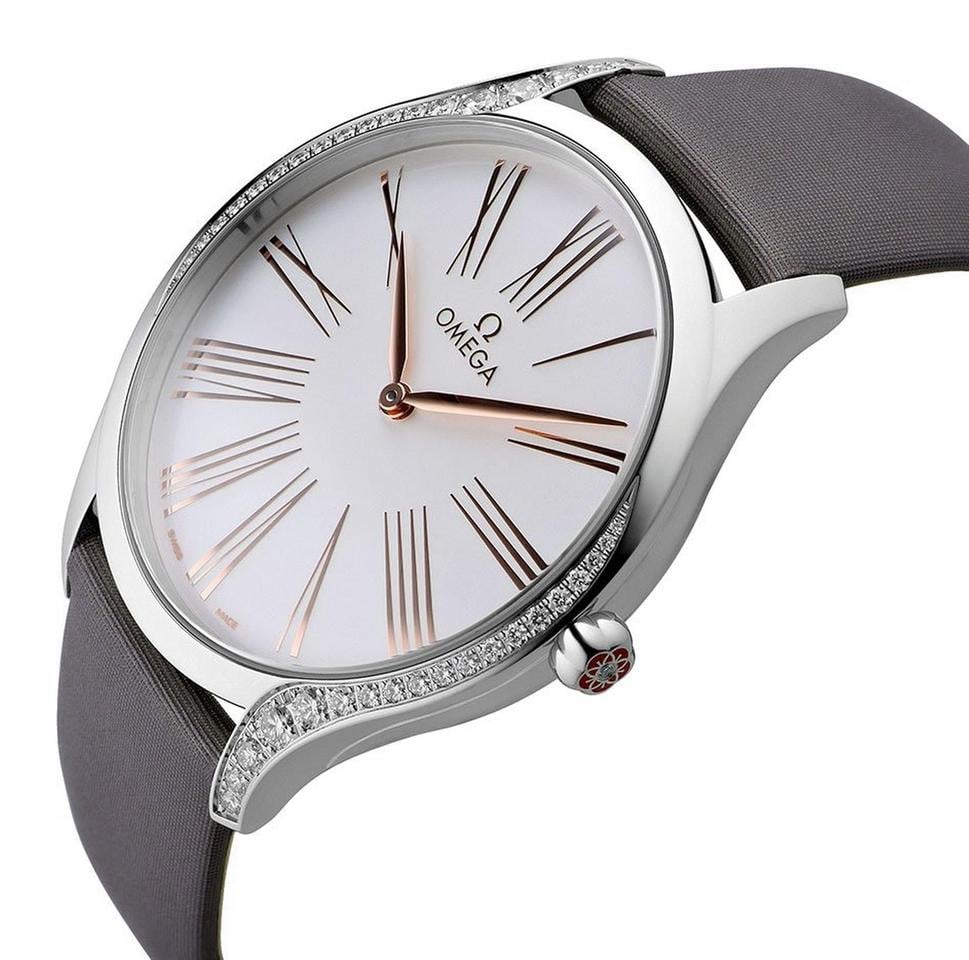 Omega De Ville Trésor Steel Gray Fabric Diamond Womens Watch 428.17.39.60.02.001
