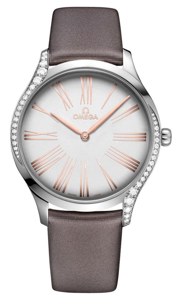 Omega De Ville Trésor Steel Gray Fabric Diamond Womens Watch 428.17.39.60.02.001