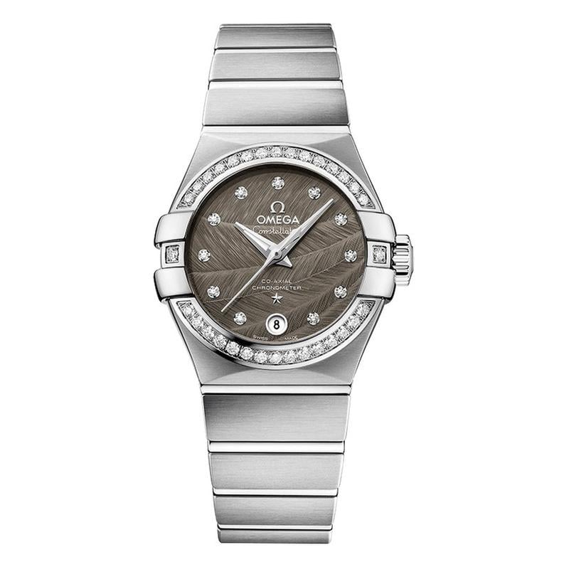 Omega Constellation Ladies Co-axial 27mm Lacquered dial decorated with a feathered pattern
