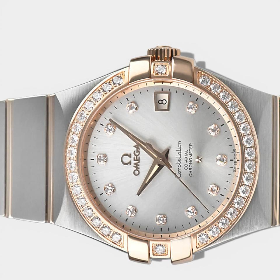 Omega Constellation Ladies Co-Axial Chronometer / Diamonds / Steel&Red gold / 35 mm / 123.25.35.20.52.001