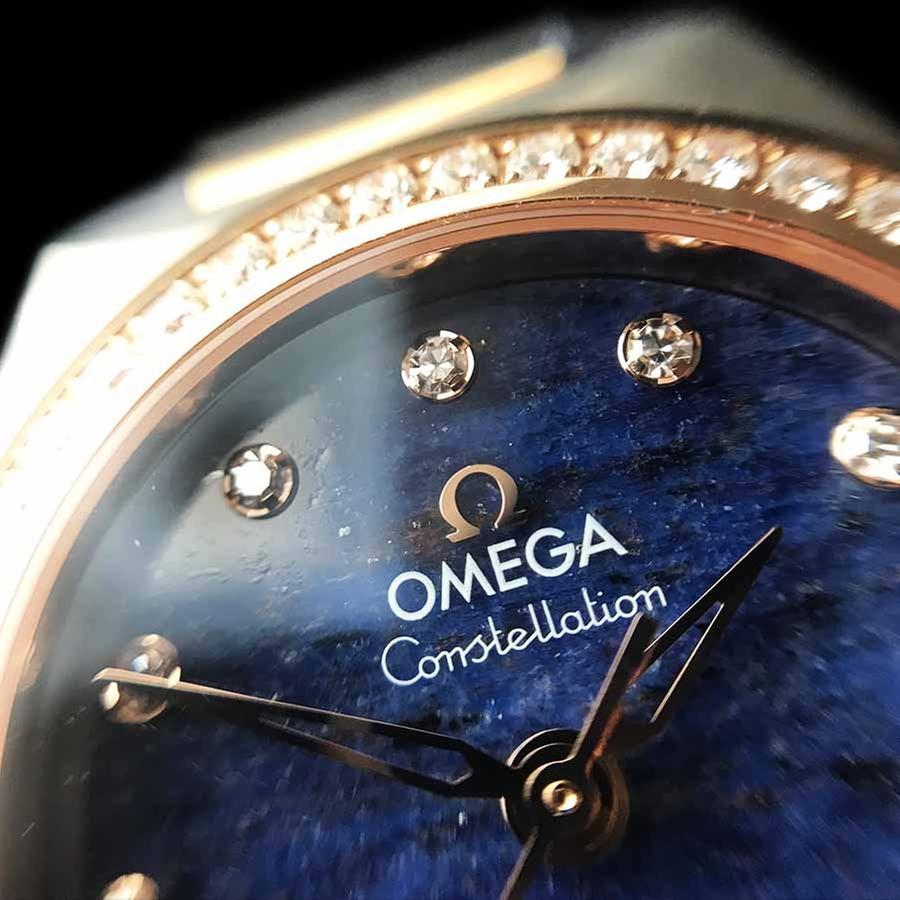 Omega Constellation Ladies Blue Motif 29mm 131.28.29.20.99.003 (2026) - UNWORN Diamond Dial 18ct R/Gold Diamond Bezel S/Steel Blue Leather