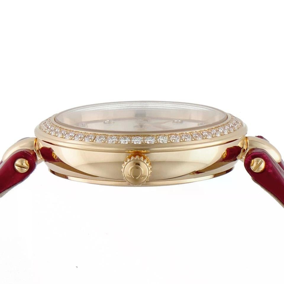 Omega De Ville Prestige Dewdrop Diamond Bezel 18k Yellow Gold Women's Watch 424.58.27.60.55.001 Complete Full Set