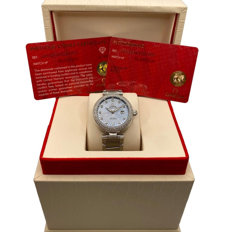 Omega De Ville Ladymatic Diamonds Blue Dial Ladies Watch 425.35.34.20.57.002