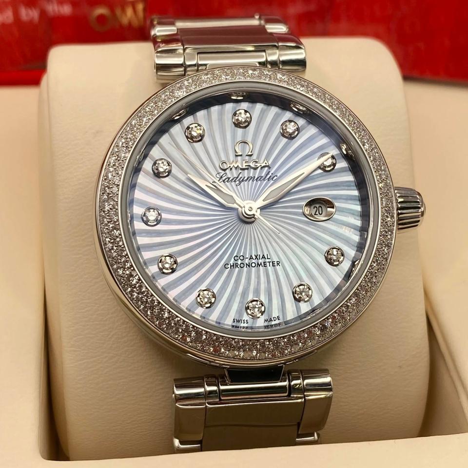 Omega De Ville Ladymatic Diamonds Blue Dial Ladies Watch 425.35.34.20.57.002