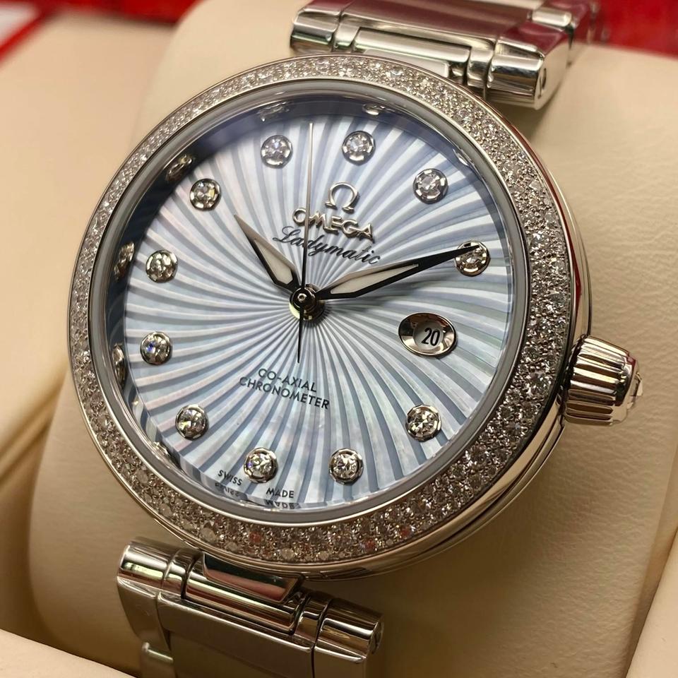 Omega De Ville Ladymatic Diamonds Blue Dial Ladies Watch 425.35.34.20.57.002