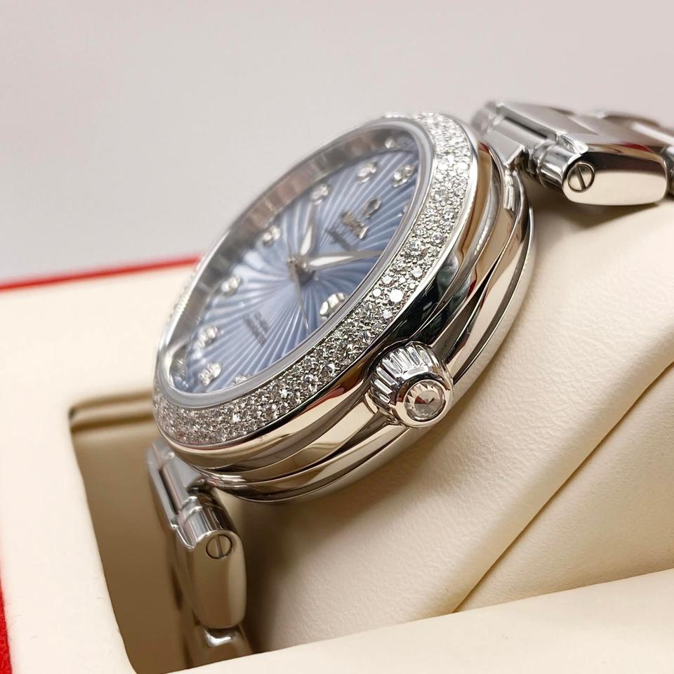 Omega De Ville Ladymatic Diamonds Blue Dial Ladies Watch 425.35.34.20.57.002