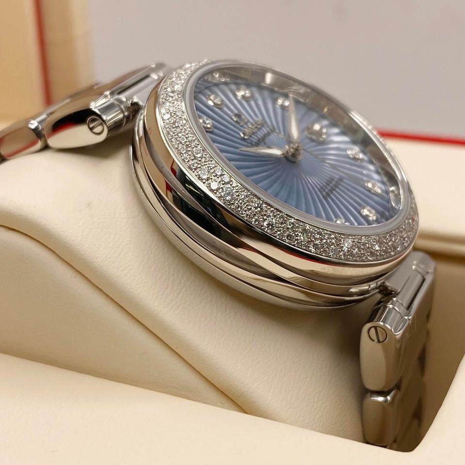 Omega De Ville Ladymatic Diamonds Blue Dial Ladies Watch 425.35.34.20.57.002